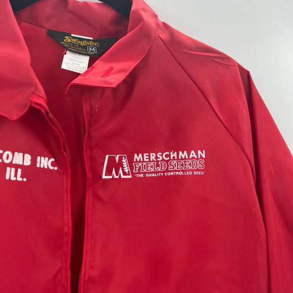 Swingster Merchman Field Seeds Lightweight Red Jacket Zippered Vintage Medium - Picture 4 of 7
